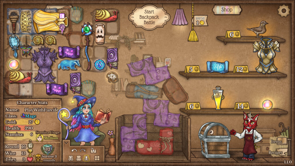 バッグ整理モードの操作画面 - Bag edit Mode in Backpack Battles